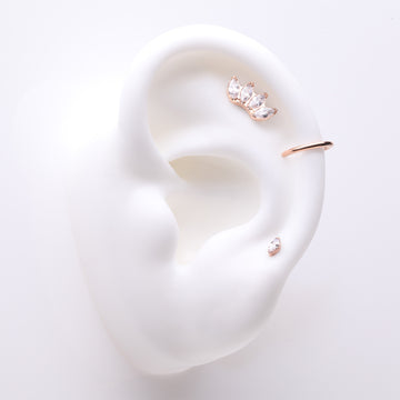 3 Pcs of Assorted Titanium Rose Gold Brilliant Marquise Stud & Clicker Package
